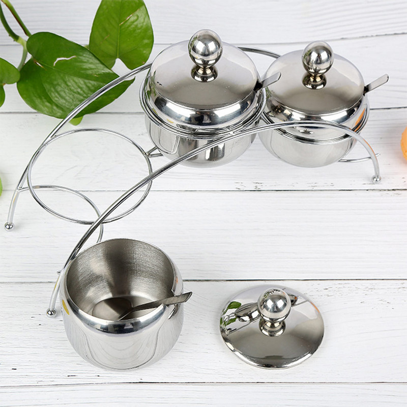 Set borcan de condimente Gadget de bucătărie de uz casnic Organizare Container din oțel inoxidabil Sare Zahăr Condimente Suport Suport Set