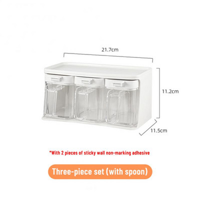 Átlátszó fűszerüveg szett kanál fedővel Só Bors fűszeres üveg Otthoni Fűszer Cruet Tároló Tartály Konyhai Kiegészítők