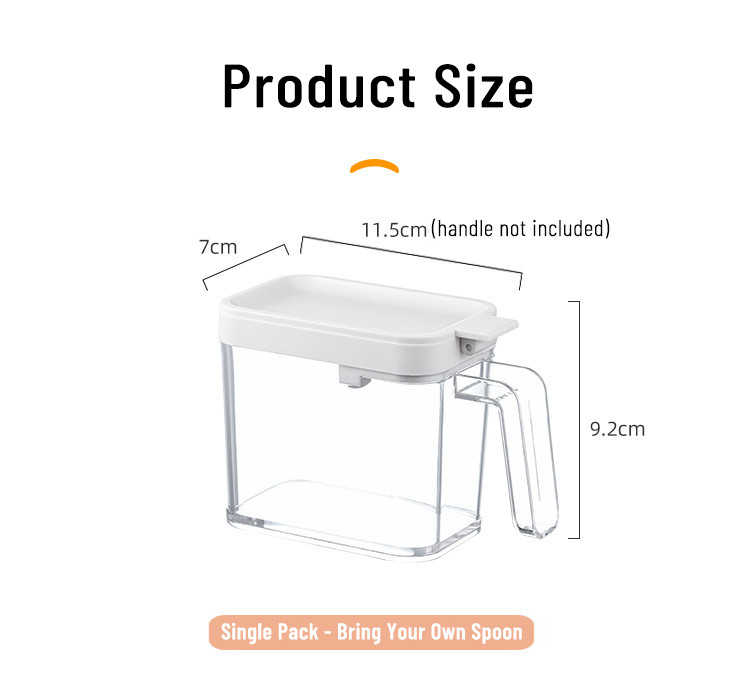 Átlátszó fűszerüveg szett kanál fedővel Só Bors fűszeres üveg Otthoni Fűszer Cruet Tároló Tartály Konyhai Kiegészítők