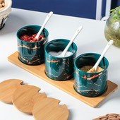 Ceramica creativa Marmura Rezervor de condimente bucatarie Saliera Organizare depozitare recipient pentru condimente set recipient cu condimente organizator