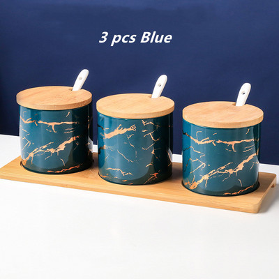 Ceramica creativa Marmura Rezervor de condimente bucatarie Saliera Organizare depozitare recipient pentru condimente set recipient cu condimente organizator