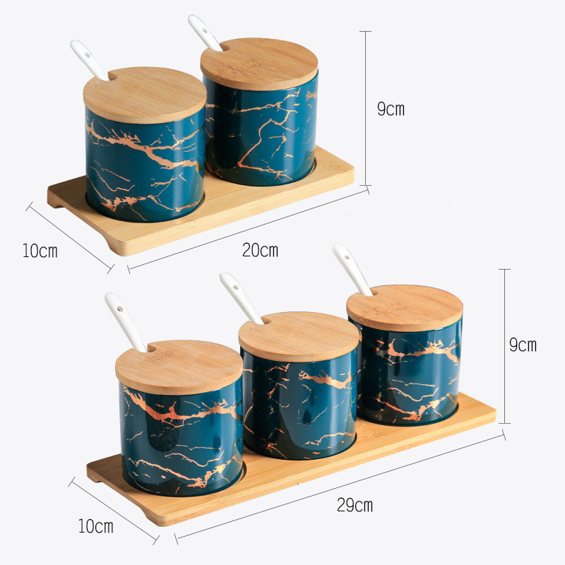 Ceramica creativa Marmura Rezervor de condimente bucatarie Saliera Organizare depozitare recipient pentru condimente set recipient cu condimente organizator