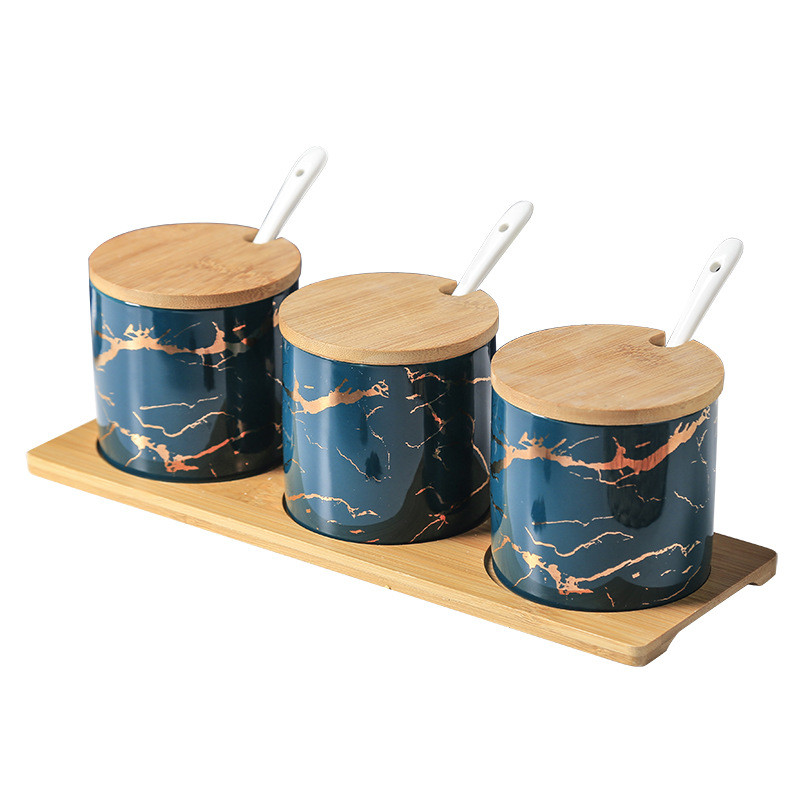Ceramica creativa Marmura Rezervor de condimente bucatarie Saliera Organizare depozitare recipient pentru condimente set recipient cu condimente organizator