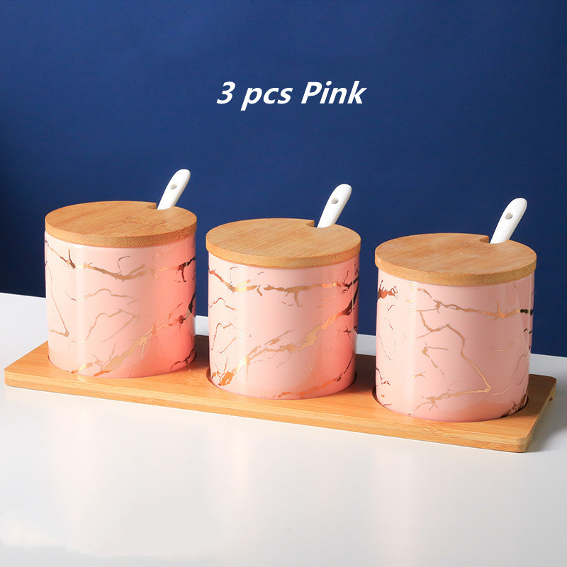 Ceramica creativa Marmura Rezervor de condimente bucatarie Saliera Organizare depozitare recipient pentru condimente set recipient cu condimente organizator