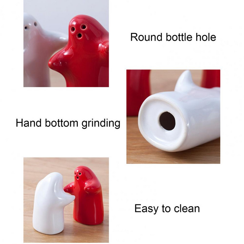 2 bucăți de sare borcan drăguț pentru condimente, ușor de reumplut, borcan de sare, suport de sare îmbrățișat din ceramică, ornamente vintage de bucătărie