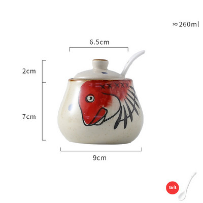 japonez retro pictat manual ceramică chili ulei borcan sare cutie de condimente oțet sos de soia sticla borcan de condimente combinație de sezon