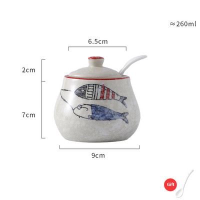 japonez retro pictat manual ceramică chili ulei borcan sare cutie de condimente oțet sos de soia sticla borcan de condimente combinație de sezon