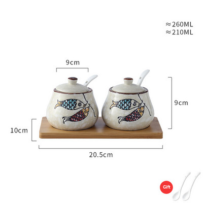 japonez retro pictat manual ceramică chili ulei borcan sare cutie de condimente oțet sos de soia sticla borcan de condimente combinație de sezon