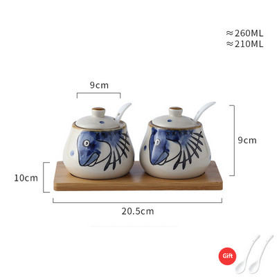 japonez retro pictat manual ceramică chili ulei borcan sare cutie de condimente oțet sos de soia sticla borcan de condimente combinație de sezon