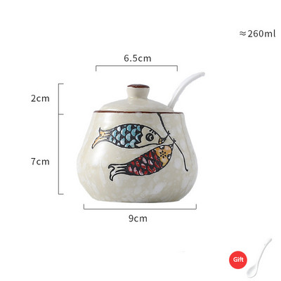 japonez retro pictat manual ceramică chili ulei borcan sare cutie de condimente oțet sos de soia sticla borcan de condimente combinație de sezon