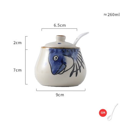 japonez retro pictat manual ceramică chili ulei borcan sare cutie de condimente oțet sos de soia sticla borcan de condimente combinație de sezon