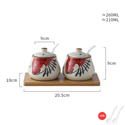 japonez retro pictat manual ceramică chili ulei borcan sare cutie de condimente oțet sos de soia sticla borcan de condimente combinație de sezon