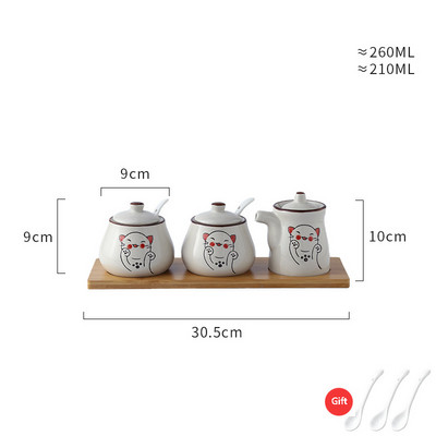 japonez retro pictat manual ceramică chili ulei borcan sare cutie de condimente oțet sos de soia sticla borcan de condimente combinație de sezon
