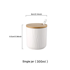 Staklenka za začine s poklopcem od bambusa Mat okrugle keramičke staklenke za začine Višenamjenske kuhinjske soli Šećer MSG Limenke za pohranu Kuhinjski pribor
