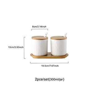Staklenka za začine s poklopcem od bambusa Mat okrugle keramičke staklenke za začine Višenamjenske kuhinjske soli Šećer MSG Limenke za pohranu Kuhinjski pribor
