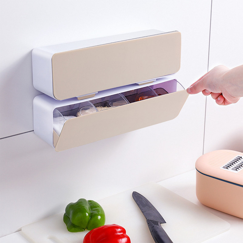 Cutie de condimente de zahăr cu 4 grile, cutie de condimente pentru condimente, cutie de zahăr, suport pentru sare, organizator, accesorii de depozitare pentru gadgeturi de bucătărie, Dropshipping