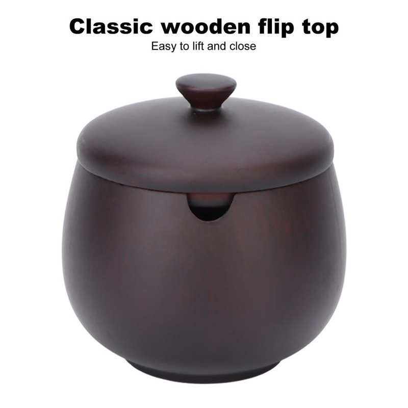Borcan de condimente din lemn Borcan de condimente Classic Flip Top Japonez ușor de curățat pentru sare