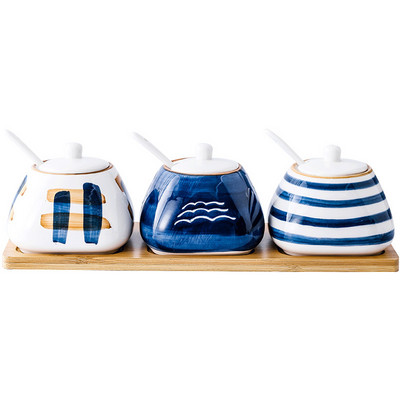 300 ml keramikas garšvielu pudeles sāls garšvielu katliņu komplekts japāņu porcelāna cukura piparu bļoda mājas virtuves garšvielu burciņas ar karoti