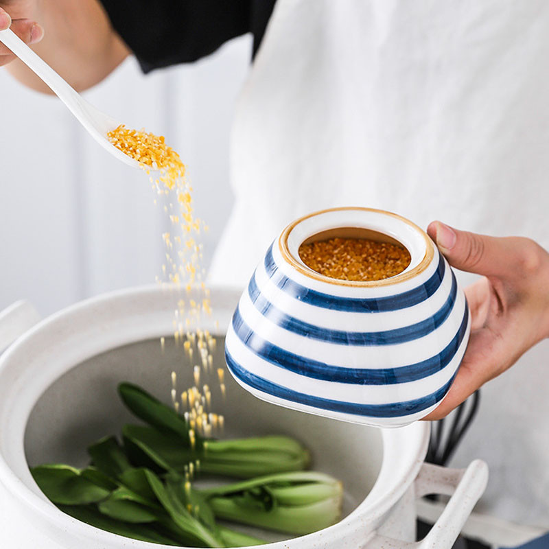 Sticlă ceramică de condimente de 300 ml Set de oale pentru condimente din porțelan japonez, zahăr, piper, casă, borcane pentru condimente de bucătărie cu lingură