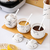 Euroopa marmorist keraamiline maitseainepurk bambusest säilitusalus Vürts-piprapudel Oliiviõli pott Sool suhkrupurk Kööginõud Uus