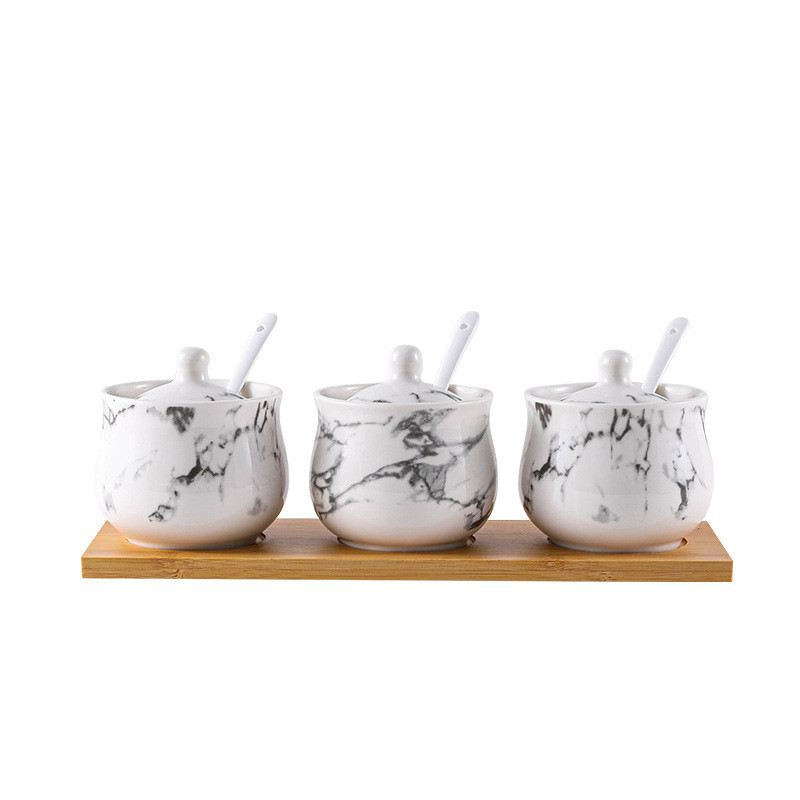 Euroopa marmorist keraamiline maitseainepurk bambusest säilitusalus Vürts-piprapudel Oliiviõli pott Sool suhkrupurk Kööginõud Uus