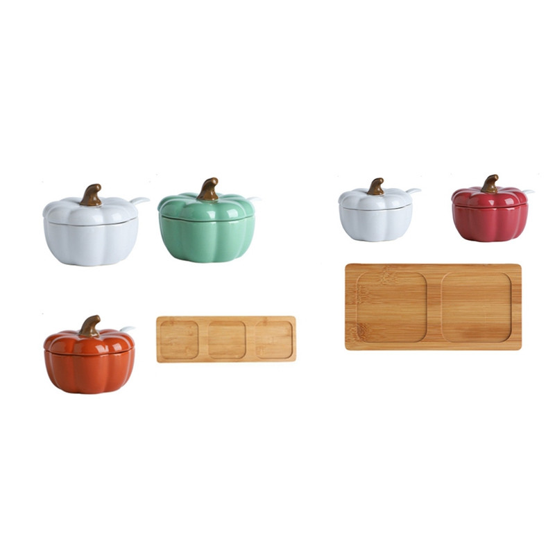 Keramika od bundeve Staklenka za začine Posuda za pohranu soli i šećera sa žlicom Kuhinjske boce za začine Organizator Kuhinjski alati