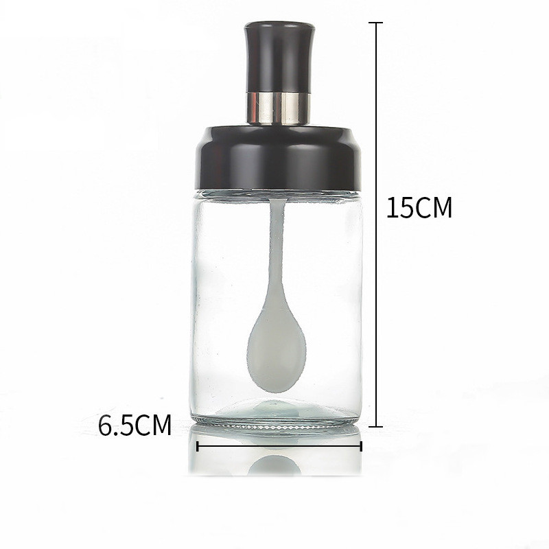 Staklena zatvorena boca sa začinima od 250 ml Poklopac žlice Integrirana četka Staklenka za med Lonac za ulje Sprej za papar Stalak za začine Posuda za sol