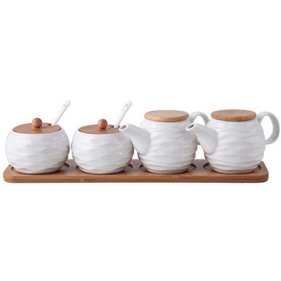 Recipient de condimente din porțelan alb, organizator de condimente pentru restaurant, agitator de sare piper, oală de ulei, unelte pentru depozitarea condimentelor de bucătărie de acasă