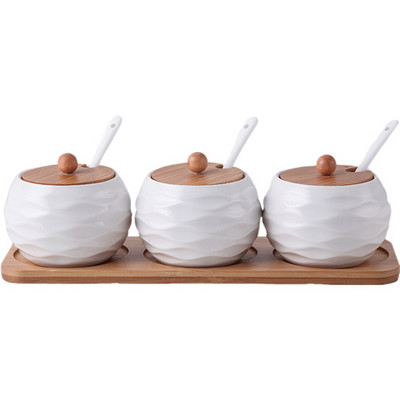 Recipient de condimente din porțelan alb, organizator de condimente pentru restaurant, agitator de sare piper, oală de ulei, unelte pentru depozitarea condimentelor de bucătărie de acasă