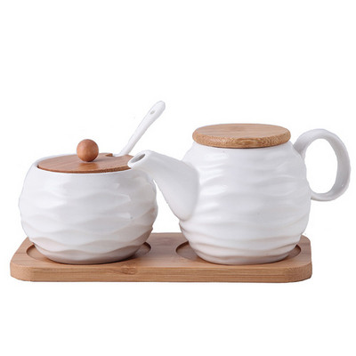 Recipient de condimente din porțelan alb, organizator de condimente pentru restaurant, agitator de sare piper, oală de ulei, unelte pentru depozitarea condimentelor de bucătărie de acasă