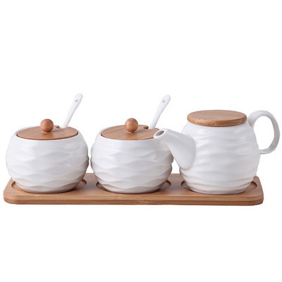 Recipient de condimente din porțelan alb, organizator de condimente pentru restaurant, agitator de sare piper, oală de ulei, unelte pentru depozitarea condimentelor de bucătărie de acasă