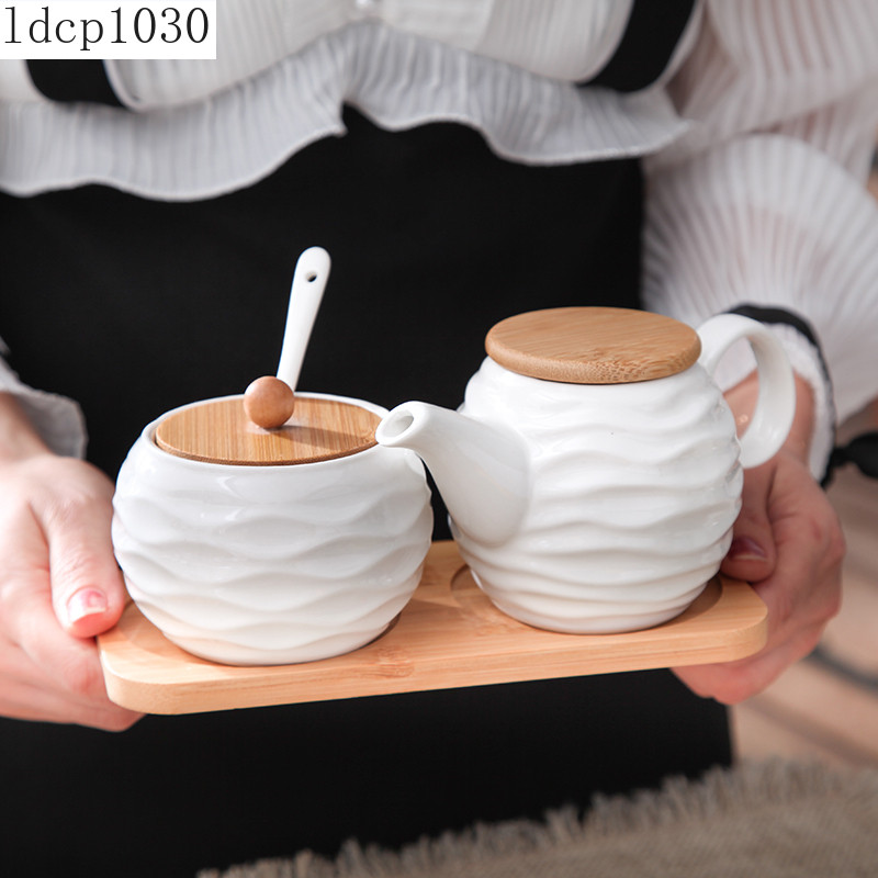 Recipient de condimente din porțelan alb, organizator de condimente pentru restaurant, agitator de sare piper, oală de ulei, unelte pentru depozitarea condimentelor de bucătărie de acasă