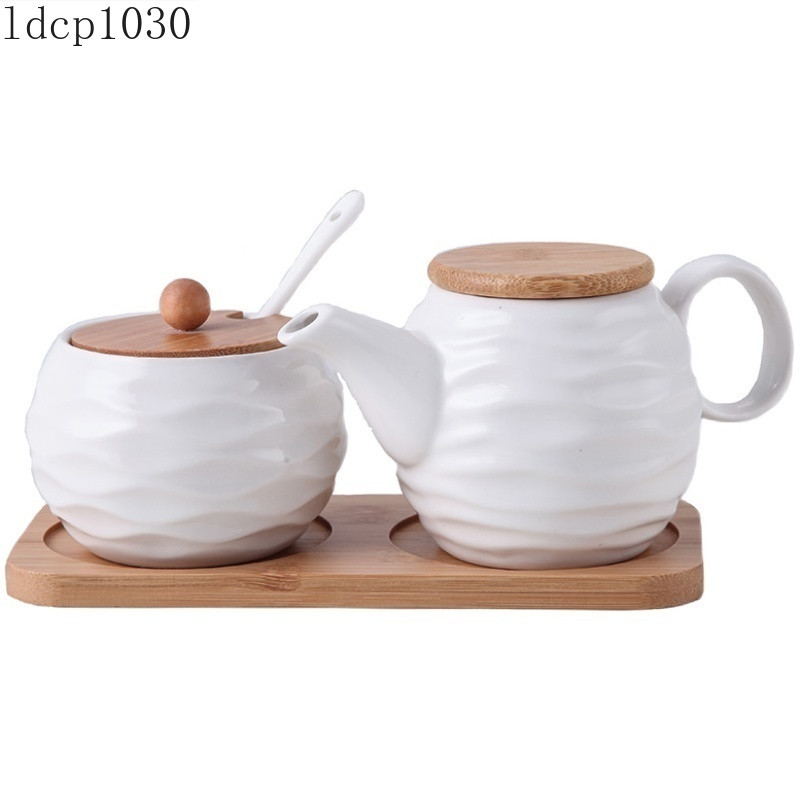 Recipient de condimente din porțelan alb, organizator de condimente pentru restaurant, agitator de sare piper, oală de ulei, unelte pentru depozitarea condimentelor de bucătărie de acasă