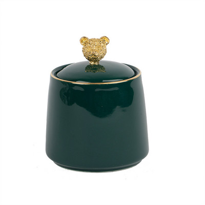 Nordic Green kerámia fűszeres edénykészlet Konyhai kellékek Otthoni fűszeres üvegek Kanál fedéllel Medve Sószóró Fűszertartály