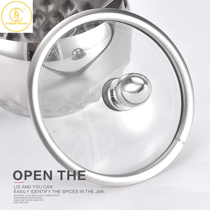 Rezervor de condimente din oțel inoxidabil 201, 3 buc. Saliera de bucătărie Instrumente de organizare pentru depozitare Recipient de condimente Canister Instrument de depozitare pentru acasă