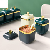 3/4db műanyag fűszerező tartály konyhai sótartó Tárolás Szervezési eszközök Fűszertartály Kannakészlet Családi fűszerszervező