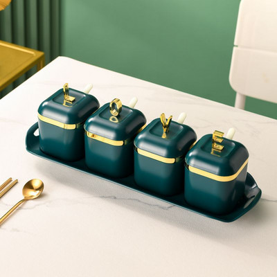 3/4db műanyag fűszerező tartály konyhai sótartó Tárolás Szervezési eszközök Fűszertartály Kannakészlet Családi fűszerszervező