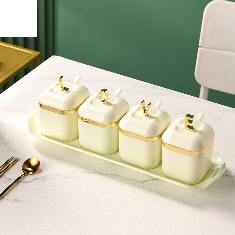 3/4db műanyag fűszerező tartály konyhai sótartó Tárolás Szervezési eszközök Fűszertartály Kannakészlet Családi fűszerszervező