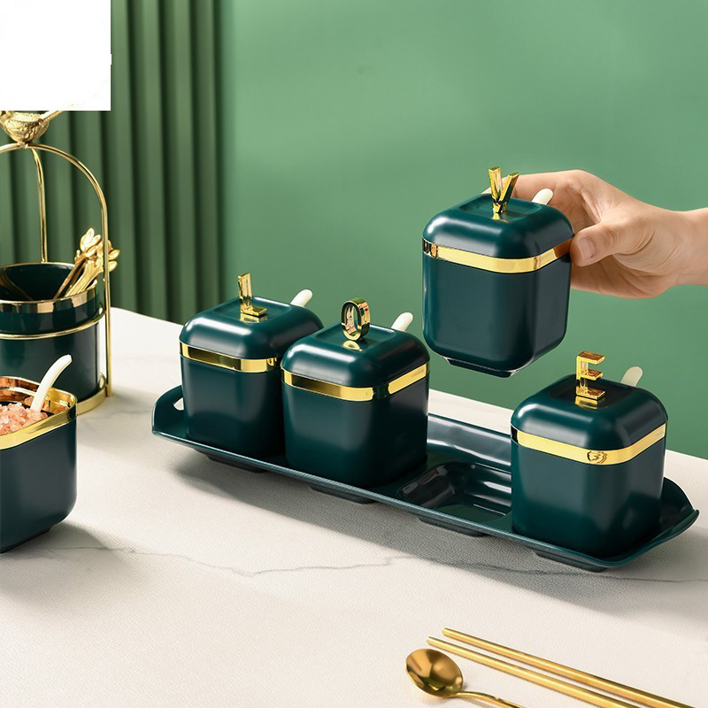 3/4db műanyag fűszerező tartály konyhai sótartó Tárolás Szervezési eszközök Fűszertartály Kannakészlet Családi fűszerszervező