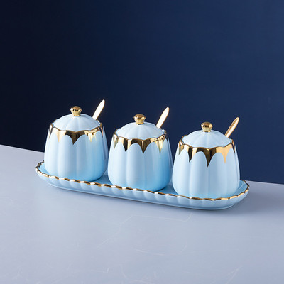 Kerámia fűszeres tégely 3 részes szett Konyhai fűszertartály Fűszeres üvegek Fűszerüvegek Fűszeres doboz Sószóró Fűszereszközök