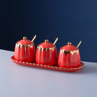 Kerámia fűszeres tégely 3 részes szett Konyhai fűszertartály Fűszeres üvegek Fűszerüvegek Fűszeres doboz Sószóró Fűszereszközök