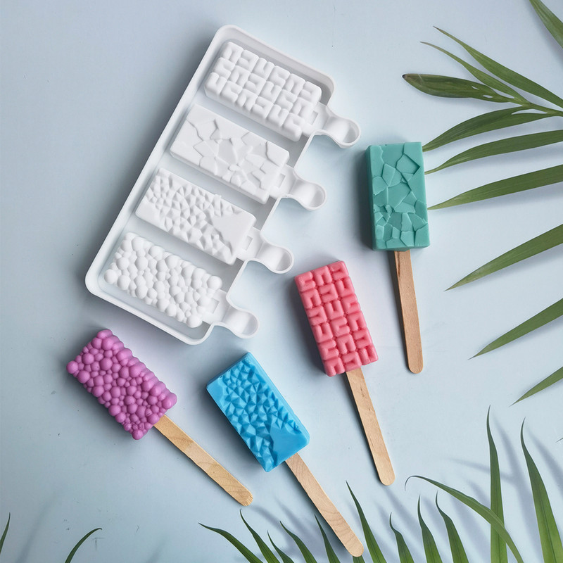 Silikoninė ledų formelė Ledo kubelių padėkliukai popsilių formelės deimantinės formos kepiniams Šokoladiniai saldainiai Naminiai kepimo įrankiai