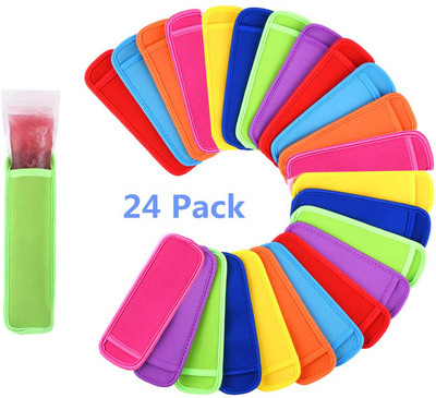24 опаковки Ice Pop Sleeves Антифриз държачи за Popsicle Чанти Неопренови изолационни ръкави Фризер Ice Pops държач 8 цвята US Stock Stock