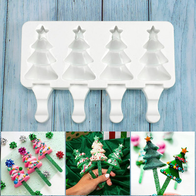 Νέα φόρμα παγωτού χριστουγεννιάτικου δέντρου DIY Star Ice Cream Household Silicone Abrasive Cartoon Σπιτική φόρμα DIY Popsicle