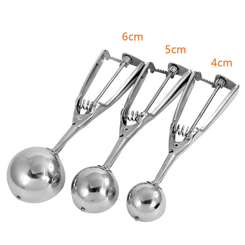 3 dydžių ledų kaušelis trigeris metalinis sausainių šaukštelis ledo rutuliukų formelės nepridegančios bulvės arbūzų ledų kasimo kaušelio įrankiai