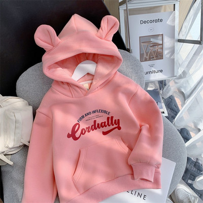 Bluza pentru copii cu gluga si element 3D pentru fete