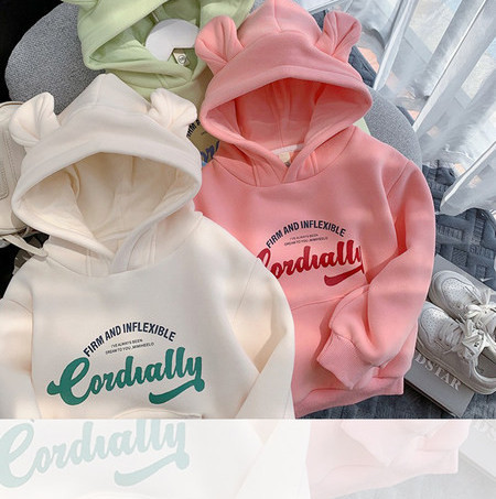 Bluza pentru copii cu gluga si element 3D pentru fete