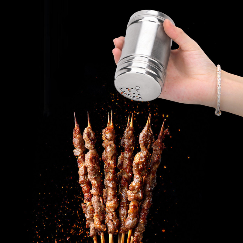 Barbecue fűszeres üveg sószóró rozsdamentes acél szezámbors fűszer forgó kenhető fűszeres üveg konyhai kütyük