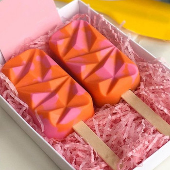 4/8 клетъчна силиконова форма за сладолед с форма на диамантен лед Popsicle Mold Batonnet Magnum Cake Molds Десертна машина за сладолед Форми за палети