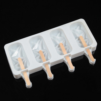 4/8 клетъчна силиконова форма за сладолед с форма на диамантен лед Popsicle Mold Batonnet Magnum Cake Molds Десертна машина за сладолед Форми за палети